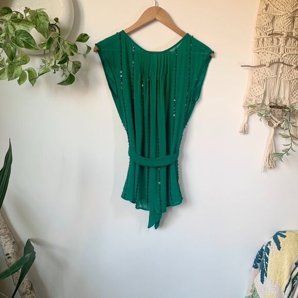 Anthropologie Carnation Lily Lily Rose Sleeveless Beaded Sheer Blouse Fairy Boho - Picture 4 of 13